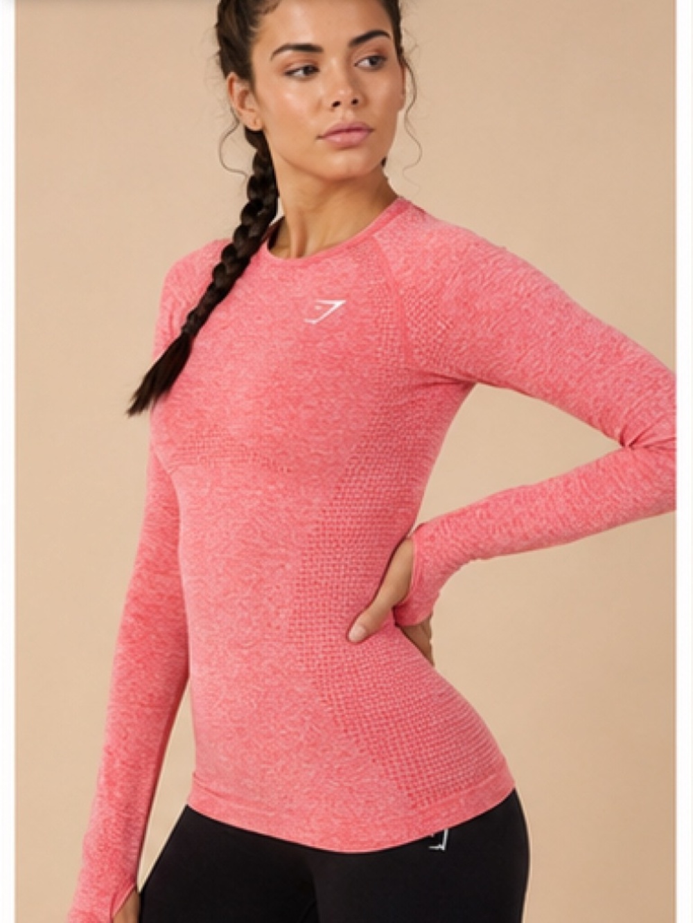 Gymshark Vital Seamless Long Sleeve Top Pink Size Small